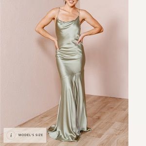 Revelry Kimora Silver Sage Bridesmaid Dress